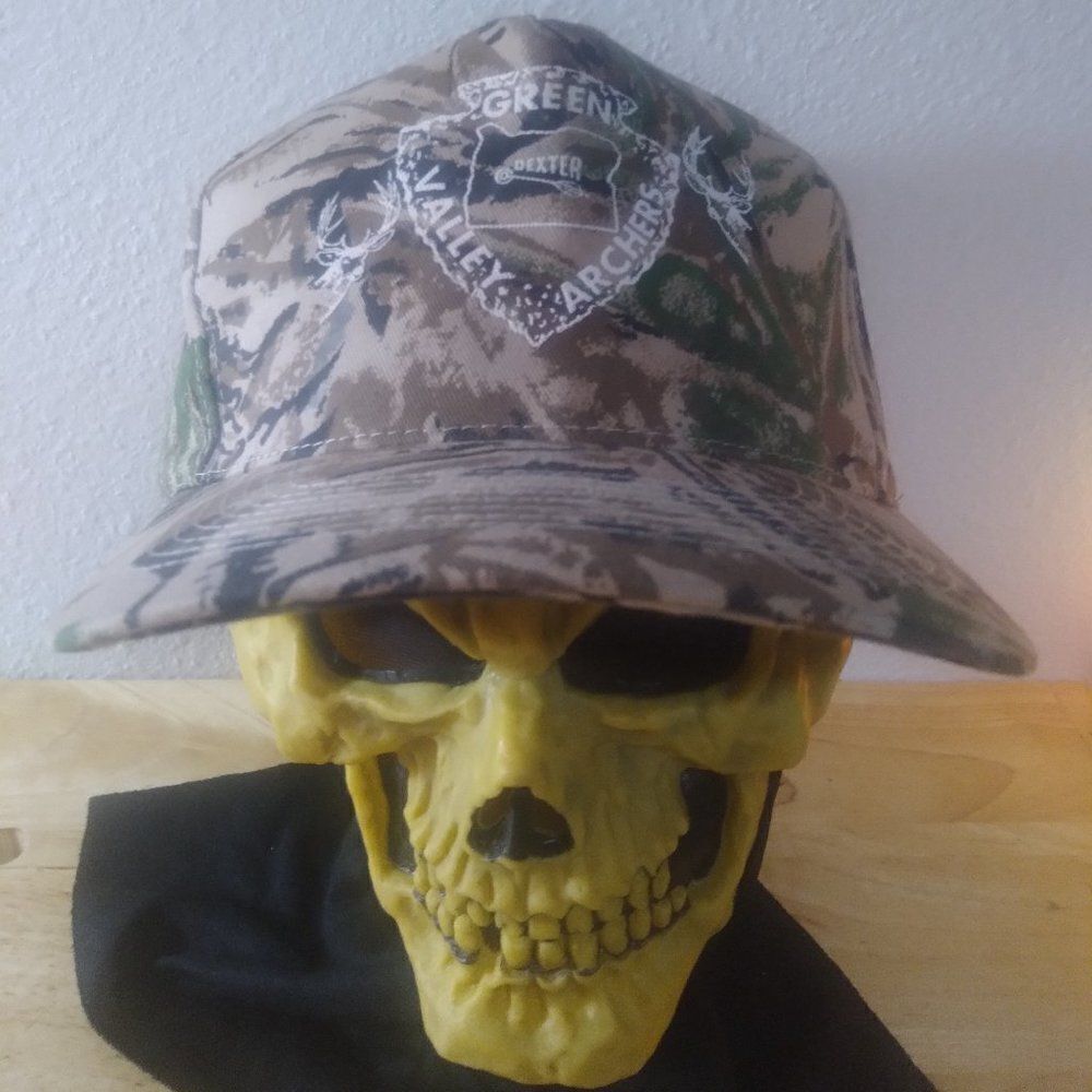 Deadstock Vintage Green Valley Archers Hunting Camouflage Snap Back Hat